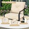 Outdoor Dining Armchairs 2 Pack Thick Cushions Iron Frame Beige